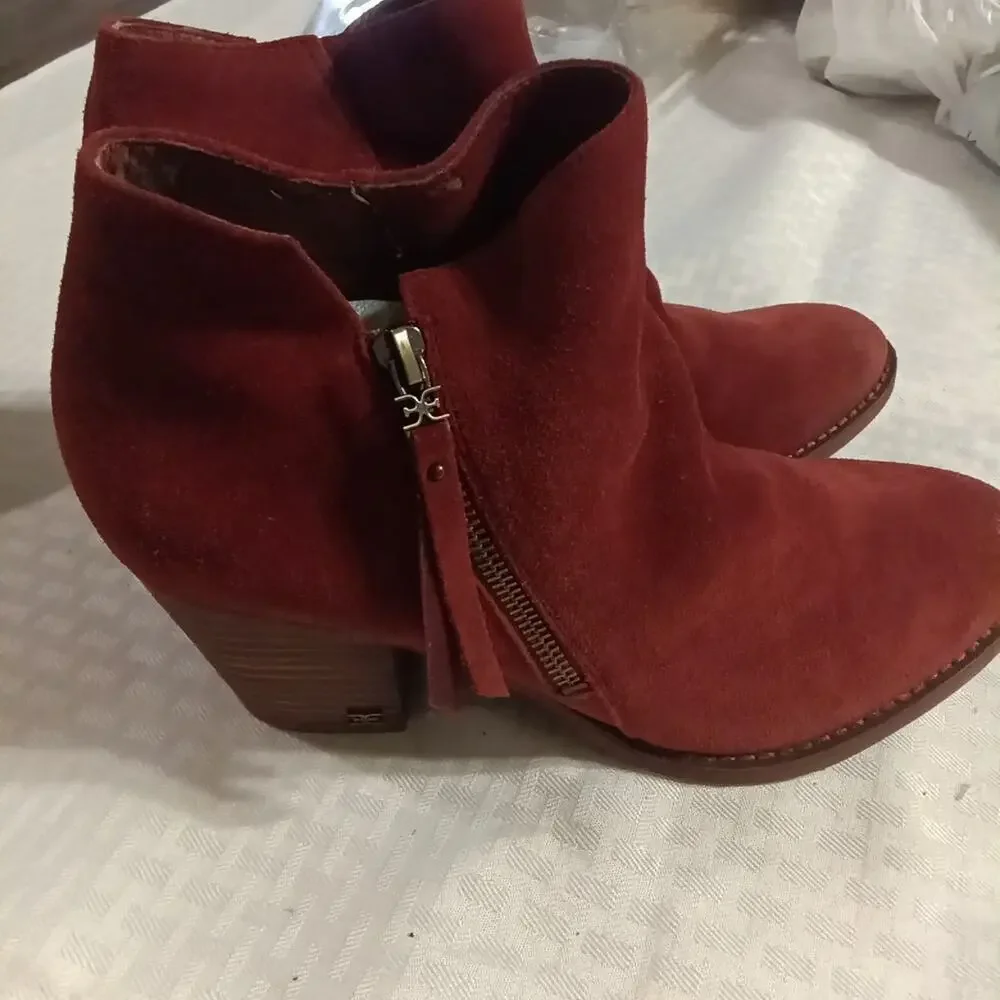 Sam Edelman Macon bootie in spiced red suede 10 Women's
